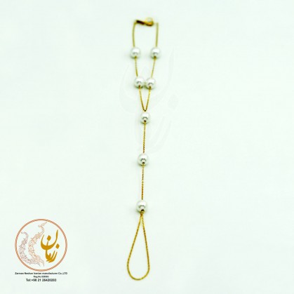 دستبند انگشتری طلا - طرح مروارید نشان-ZMB0935